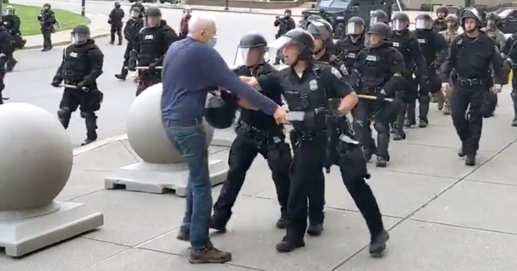 Two Buffalo Police Officers SUSPENDED After Pushing Elderly Man To The Ground During Protest